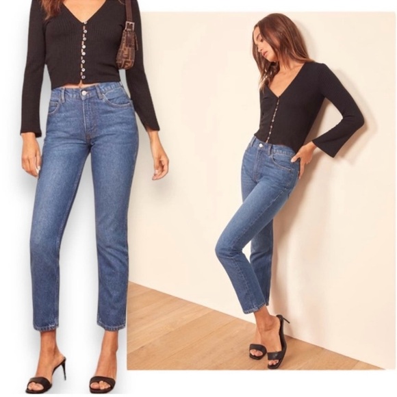 Reformation Julia Crop High Waist Sz 25 in Baltic Wash - Picture 2 of 7